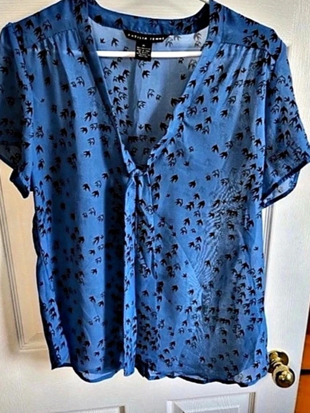 Women's Blue & Black Animal Print Blouse